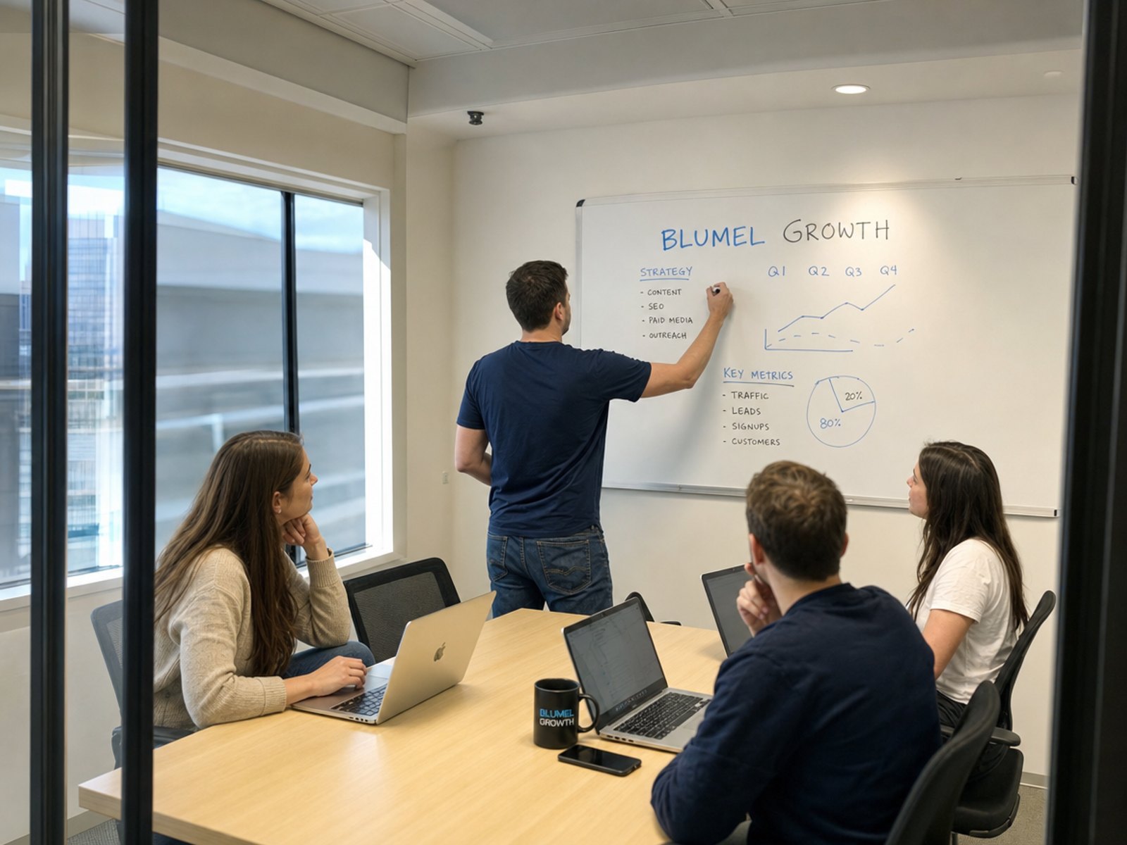 Blumel Growth team collaborating on campaigns